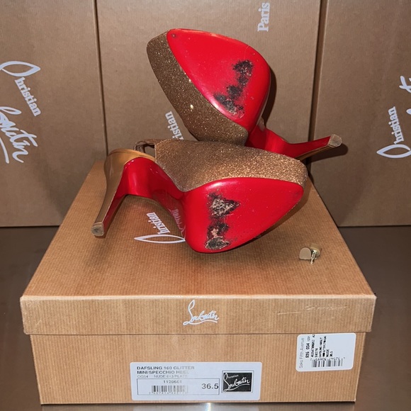 6 inch  Dafsling Glittery leather slingback heels. - Picture 10 of 10